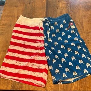 Airwalk Red and Blue Kids Patterned Shorts